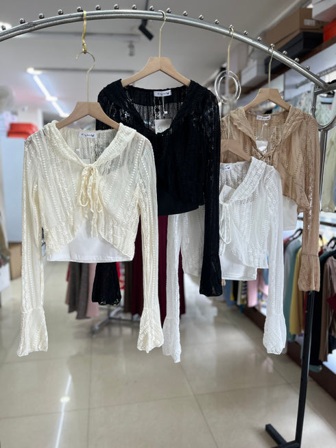 Fancy Lacey Shrug With Tank Tops Sets